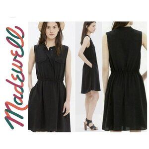 Madewell 1937 Black Silk Sleeveless Button-Front Dress XS